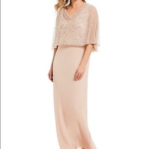 Jkara Petite Sequin Popover Chiffon Gown